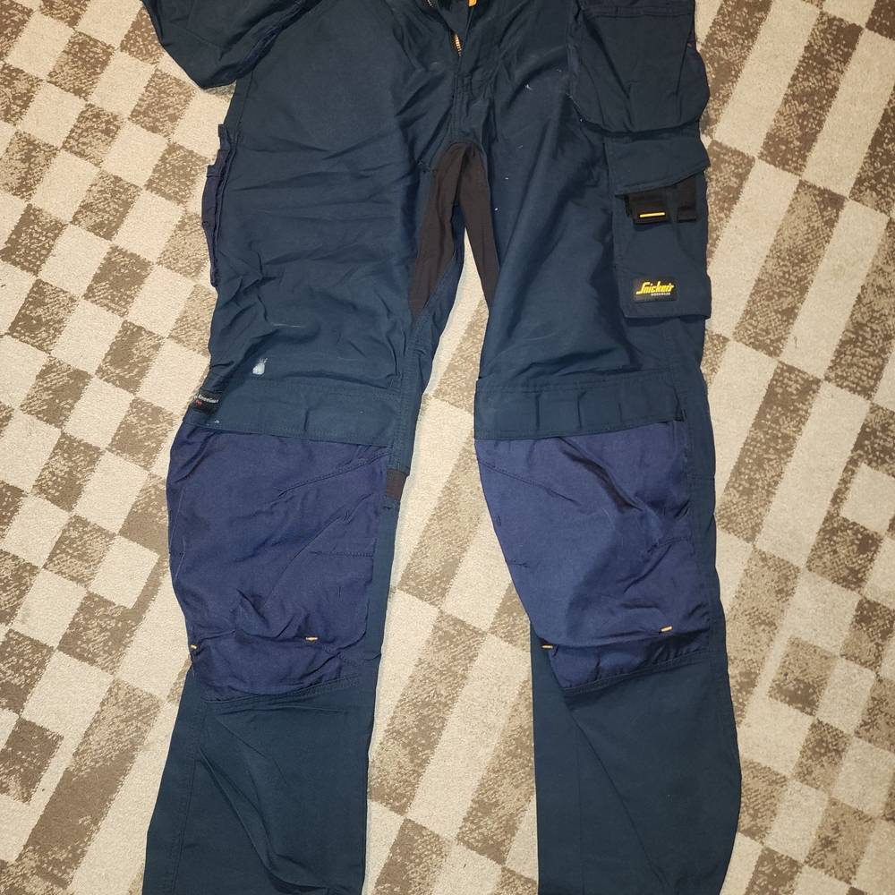 Men's Navy Cargo Work Pants with Reinforced Knee Panels